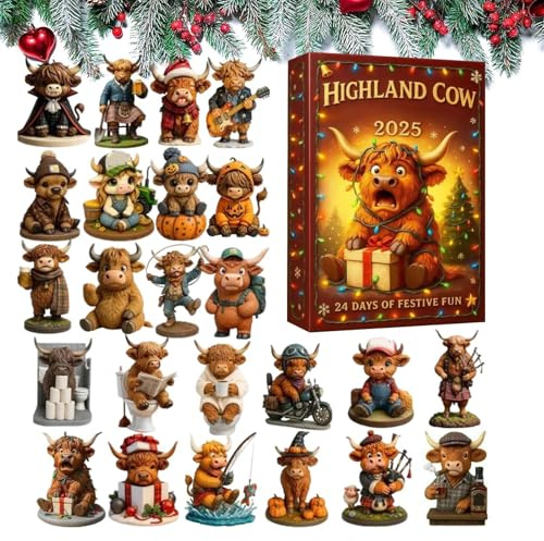 Calendrier de l’Avent de Noël 2025 - Ornements Acryliques Animaliers, Décor Créatif de Noël, Jouets Décoratifs de Saison | Décoration pour Maison, Bureau, Salle de Jeu, Réception, Vacances, Ambiance H