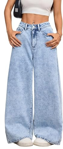 OYICAI Pantalon Denim Baggy Femme Large Jambe Vintage Rétro Y2K 90s Laisé Streetwear Hip Hop