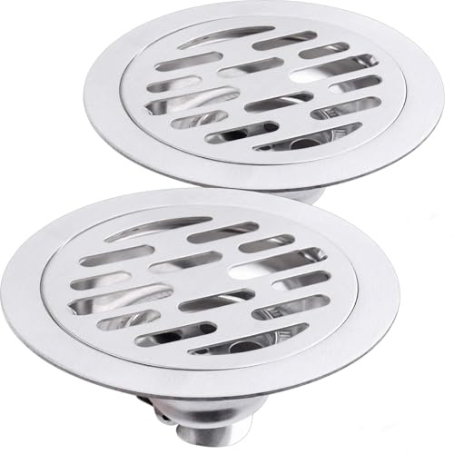 Generico Scarico Rotondo a Pavimento, 2 Pezzi Griglia di Scaricos in Acciaio Inox, Piletta Doccia per Vari Luoghi, Anti-Odore Scarico Doccias 100/120/150mm(150mm/5.9inch)