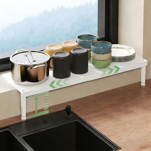 Adjustable Length & Height Window Sill Extension Shelf, Telescopic Windowsill Ledge Extender Board Carbon Steel, Space Saving Countertop Expander(26-46cm (10 1/4-18 1/8))