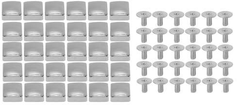 GETKIVA 30 juegos de tornillos cuadrados Chicago, remaches dorados para cuero, tachuelas decorativas de metal con tornillos de hierro cruzados para proyectos de reparación y (Plata)