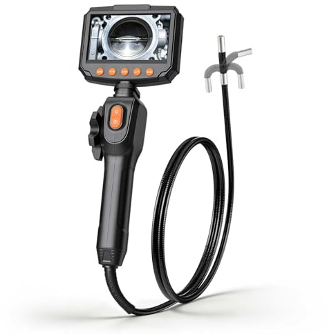 VEVOR Endoscopio Cámara de Inspección Articulado 180°, Cámara de Inspección de Tuberías con Sonda de 8 mm, Pantalla IPS, Cable de 1,5 m, Zoom Multinivel, 32 GB, 8 Luces LED 3 Niveles para HVAC Motores