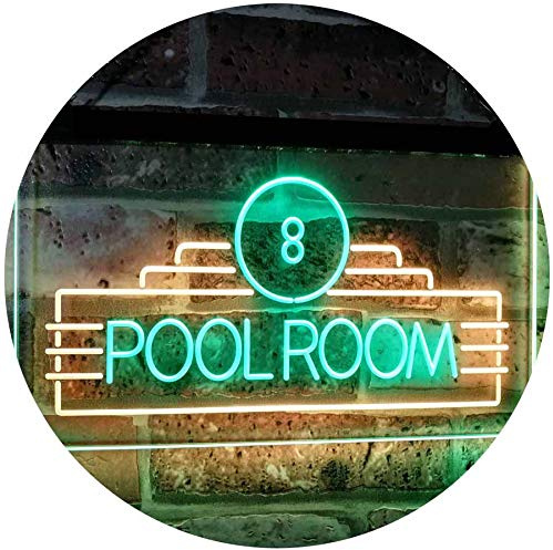 ADVPRO Pool Room 8 Ball Snooker Billiards Man Cave Dual Color LED Barlicht Neonlicht Lichtwerbung Neon Sign Grün & Gelb 600 x 400mm st6s64-i2773-gy