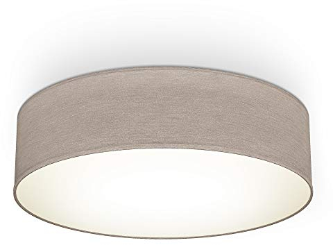 B.K.Licht - Plafoneria con paralume in tessuto, attacco E27, max. 40 watt, lampada soffitto, plafoneria soffitto, plafoniere da soffitto, plafoniera camera da letto, plafoniere, 38x10 cm, tortora