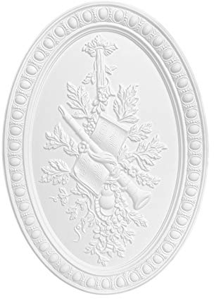 Wandrelief | vorgrundiertes schlagfestes Polyurethane | Bild | Barock | Verzierung | weiß | PU | Hexim Perfect | 500 x 350 mm | K4094