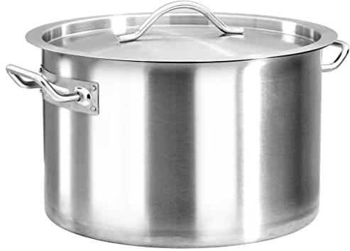 vidaXL Resistant 32 L Stainless Steel Stock Pot with Handles and Lid - Suitable for Induction and Gas Stoves - Ideal for Professional and Home Cooking