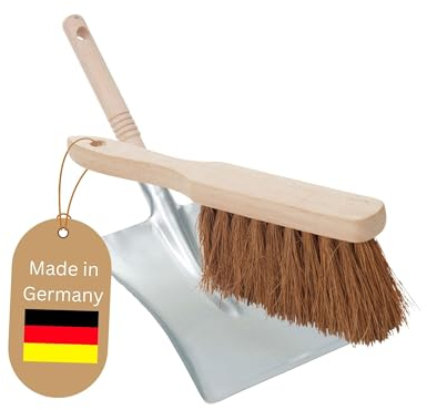 Novaliv 1x Kehrschaufel Set verzinkt Kokos Handfeger und Schaufel Set Kehrset Kehrgarnitur Dustpan and Brush HandKehrset Handfeger Kokosborsten Besen Kokos Handbesen