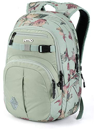 Nitro Chase Rucksack, Schulrucksack mit Organizer, Schoolbag, Daypack mit 17 Zoll Laptopfach, DEAD FLOWER, 35L