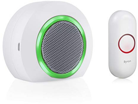 Byron DBY-23522UK Wireless Plug In Doorbell Set, 175 m Range, 16 Melodies, Visual Alert System, white