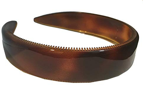 Parcelona Cerchietto per capelli flessibile in celluloide marrone con guscio di tartaruga francese, extra largo, alla moda, per donne, presa forte, antiscivolo, durevole, accessorio per capelli per