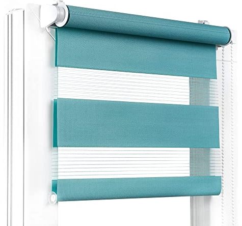 Fenster DEKOR - Rollos für Fenster Hell-Meergrün - Klemmfix Rollo ohne Bohren B55 x H150 cm - Doppelrollo mit Einer Breiten Auswahl an Größen und Farben - Blickdichte Rollos, einfach zu montieren
