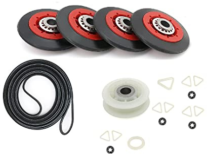 Dryer Repair Kit Drum Rollers Belt Replaces For Whirlpool WED95HEDC1 WED9500TW2 WED8300SW2 GEW9200LW0 WED9400SB0 WED9450WL0 WED8410SW2 WED9050XW1 Dryer