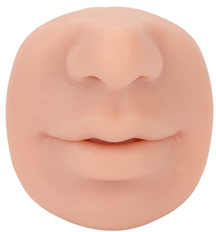 Modelo de Piercing de Silicona, Modelo de Nariz de Imitación Suave Y Flexible, Modelo Piercing con Boca Pantallas Nasales Reutilizables para Enseñar a Practicar Perforación,(Color de piel medio)