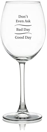 Yelolyio Don’t Even Ask Bad Day Good Day Engraved Crystal Red Wine Glasses, Crystal Clear Star Glass Laser Cut Rim for Wine Tasting, Elegant Party Drinking Glassware, 11 OZ