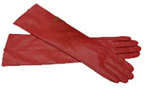 Damen-Handschuhe aus Schaffell, Leder, lange Handschuhe, rot, 7 1/2
