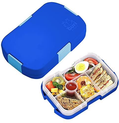 hombrima Kids Lunch Box, Bento Boxes Food Storage Container with 6 Compartments for Children Adult Work School, Suitable for Microwave (Dark Blue)