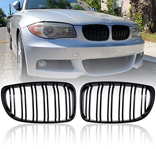 TOPTHAN BMW 1er E81 E82 E87 E88 Kühlergrill Nieren Grill 2008-2011 Schwarz Glanz Doppelsteg Sport Tuning Zubehör
