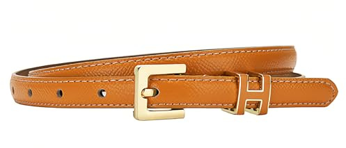Yuangu kvinnor smal läderbälte tunn midja jeans bälte för klänning i stiftspänne bälte, orange, 105 cm/passform midja storlek 61–33 tum, Orange, 105CM/Fit Waist Size 24-33 Inches