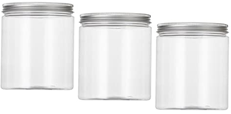 pistro 3 confezioni di barattoli di plastica vuoti trasparenti con coperchi a vite in alluminio, contenitori, vasi da fiori, 500 ml