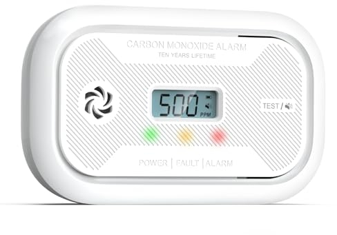 Putogesafe 10-Jahr Kohlenmonoxid Melder mit LCD-Anzeige, CO Melder mit 10-Jahr Batterie, Tragbar CO-Warnmelder mit Spitzenwertspeicher für RV/Schiff/Zimmer, EN50291 Zertifiziert, 1Stück