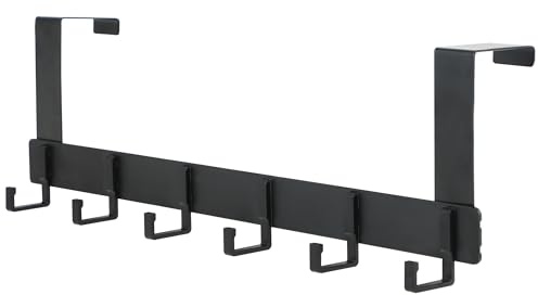 Türhaken Zum Einhängen Kleiderhaken Tür Haken Schwarz mit 7 Robusten Doppelhaken Aus Aluminiumlegierung, Ohne Bohren Handtuchhalter Innenseite Haken Tür für 1-4.5cm Dicke Tür Zu Hängen Mäntel Hüte
