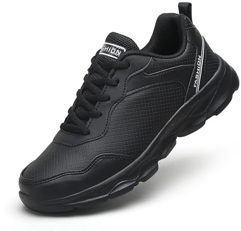Waterproof Non Slip Work Shoes, Oil-Proof Walking Shoes, Comfort Black Shoes, Lightweight Sneakers (Color : Black, Size : 7 UK)