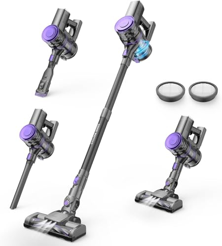 OLAYMEY Akku Staubsauger 30000PA, Staubsauger Kabellos Akkustaubsauger mit Anti-Tangle-Bodenbürste, Kabelloser Staubsauger bis zu 45Min Laufzeit für Hartböden Teppich Tierhaare