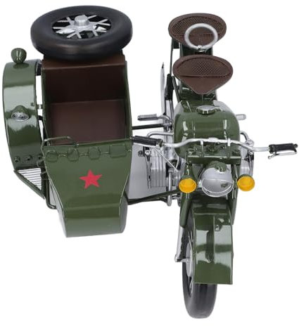 Fdit Vintage-Dreiradmodell, Handgefertigtes Retro-Beiwagen-Motorrad aus Eisen, Simulations-Desktop-Wohnkultur, Büro-Wohnzimmer-Studie (Green)