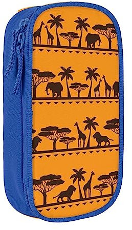 JRBWTDBW Federmäppchen mit afrikanischen Tieren, für Studenten, Mädchen, Jungen, großes Fassungsvermögen, für Erwachsene, Stiftemäppchen, Büro-Organizer, einfaches, langlebiges multifunktionales