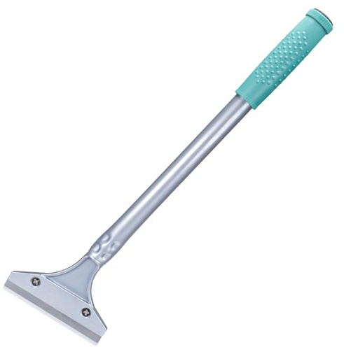 Casoter 4 Wallpaper Scraper 380MM Long Handle Heavy Duty Tool with 4-Inch Blade Non-Slip Soft Grip, Wide Head Tile Scraper Removes Wallpaper Floor Tiles 10 Spare Blades