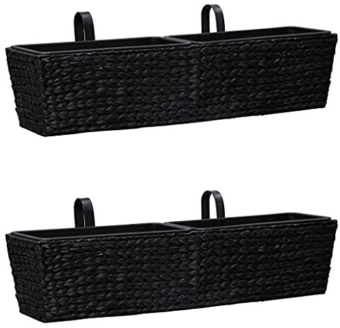 NQJIBUE Lot de 2 pots de fleurs en jacinthe d'eau Noir