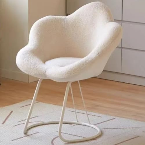 Elegant Flower Vanity Stool with Petal Backrest and Cushioned Seat Metal Legs Perfect for Living Room Bedroom or Vanity Area White Color