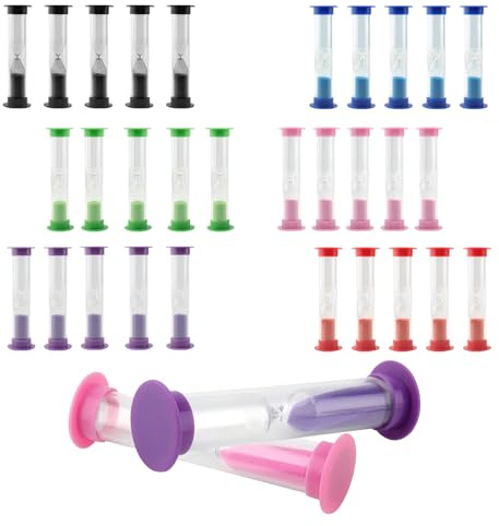 MUNGHOK 30 Stück 3 Minuten Sanduhr Timer, 10 Farben Mini Sanduhr Set, Buntes Sanduhren für Zähneputzen, Klassenzimmer, Schule, Kochen Zählen