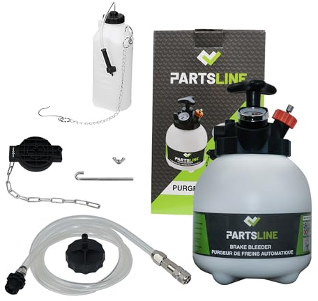 Partsline Purgeur de Frein Automatique et d'Embrayage avec Adaptateurs MULTIMARQUES (Purge Vidange Circuit Freinage) AVEC Bouteille de Récupération de Liquide de Frein