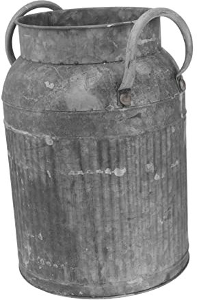 Alipis Galvanised Planter Vintage Milk Jar Flower Pot for Long Plants Herb Garden Home Decor