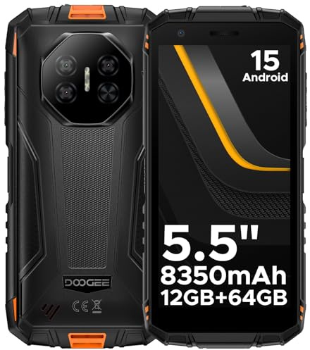 DOOGEE Fire 3 Teléfono Movil irrompible Android 15, 5.5 IPS HD+, 8350mAh,12GB +64 GB/2TB TF movil Resistente,13MP+8MP,Octa Core,NFC/Face ID/GPS/OTG/3,5mm/Widevine L1/IP68&IP69/4G Dual SIM Smartphone