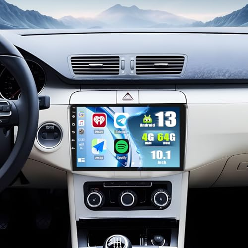 SIXWIN 4+64G Android 13 Radio Coche para VW Passat B6 B7 Magotan CC con Carplay&Android Auto&Mirror Link,101 Pulgadas Pantalla Táctil con Bluetooth/WiFi/GPS/FM/RDS/USB 32EQ con Cámara Trasera