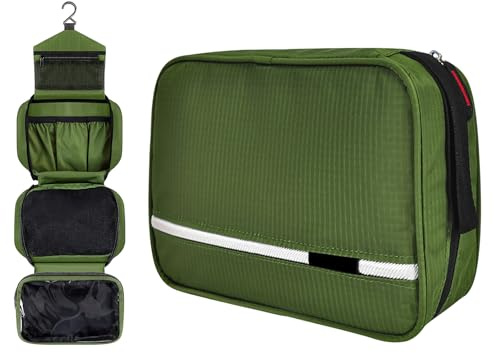 GOMETY Grande trousse de toilette, sac de voyage, 4 en 1, étanche, avec crochet de suspension, vert, unisexe, moderne, résistant à l'eau, durable, pour voyage et douche
