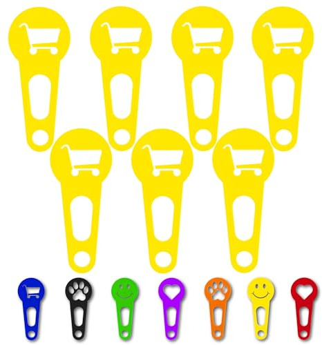 OnAir® 7 Pack Shopping Cart Tokens, Aldi Quarter Holder Keychain, Made in Germany Reusable Grocery Cart Coins, Multiple Colors & Fun Designs