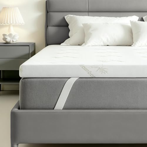 NOFFA Coprimaterasso viscoelastico, 140 x 200, 5 cm, in memory foam, topper per letto a molle, coprimaterasso, include un rivestimento rimovibile e spalline regolabili