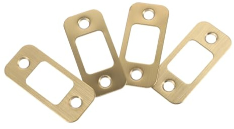 HOMSFOU Kit de 4 Plaques de Gâche Dorée en Acier Inoxydable pour Serrure à Pêne Dormant, Protection Renforcée, Solide et Entretien Minimal pour Portes Résidentielles et Commerciales