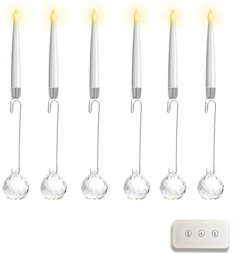 lopituwe Albero di Natale LED con telecomando, gancio in cristallo trasparente, decorazione per albero di Natale, candele tremolanti per, decorazioni per feste, digitare+2