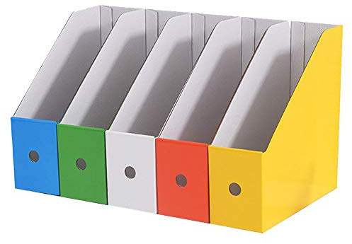 Hggzeg File Magazine Holder, 5 Pack Waterproof Desktop Storage Box A4 Paper Document Organizer for School Dormitory,Office,Home Files Storage (Multicolor)