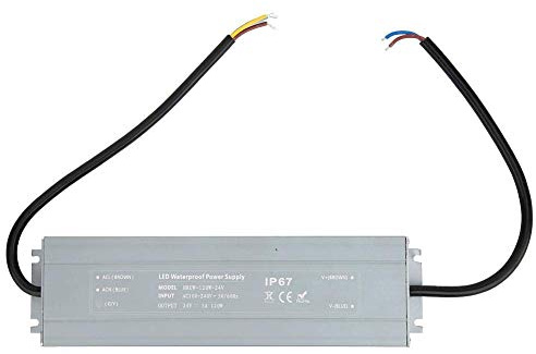 Driver LED, Alimentatore 120W IP67 Impermeabile Adatto, Trasformatore Driver LED, Uscita a Bassa Tensione da 100-240 V CA a 24 V CC per Striscia LED, Luce Esterna