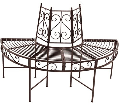 VARILANDO Baumbank-Halbkreis, Metall-Baumbank, Halbkreis-Baumbank, halbe Baumbank, Metalldekoration (Rpost-Optik)