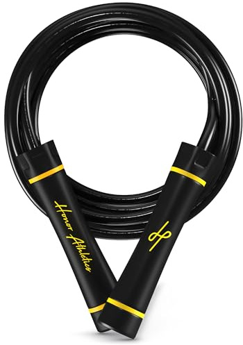 Honor Athletics 3.0 Gewichtetes Springseil im Muay-Thai-Stil 0,5 kg, verstellbar 3,05 m, PVC 10 mm, Kugellager für sanften Lauf, ergonomische rutschfeste Griffe, Boxen/MMA/HIIT, Schwarz