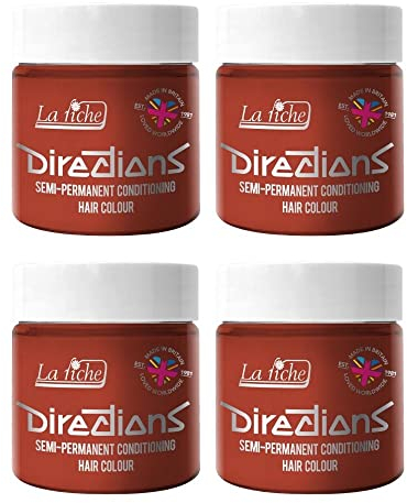 4 x La Riche Directions Semi-Permanent Hair Color Bote de 100 ml (Flame)