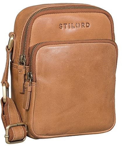 STILORD 'Maxi' Umhängetasche Herren Leder Kleine Crossbody Bag Elegante Schultertasche für Freizeit Outdoor Herrentasche aus hochwertigem Echtleder, Farbe:taranto - braun