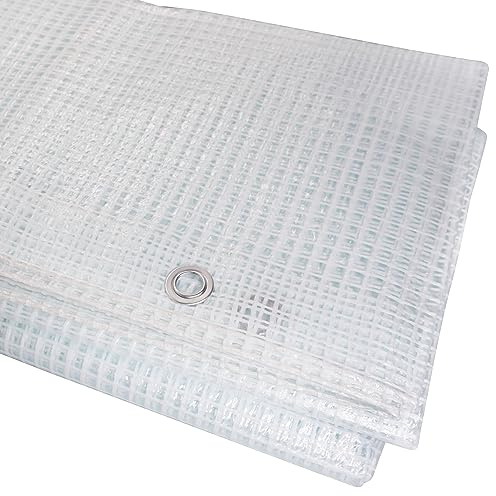 Bâche transparente 4 x 5 m, imperméable, feuille en maille claire 100 g/m² avec œillets, feuille de protection, couverture de voiture, bâche polyvalente