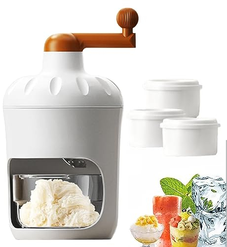 Tuzsocr Manuel Broyeur à Glace - Broyeur Rotatif, Machine à Glace Pilée Portable,Machine À Concasser Les Glaçons pour Les Cocktails avec bacs à glaçons,pour la Production de Glace pilée (3 Moule)